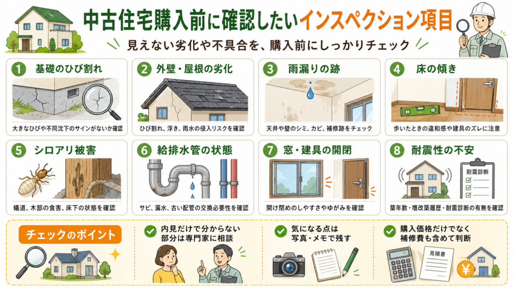 中古住宅購入前に確認したいインスペクション項目