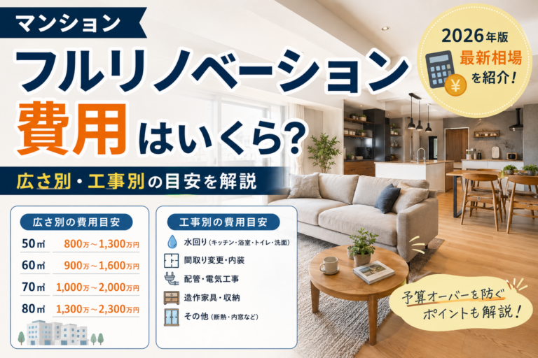 マンションのフルリノベーション費用はいくら？広さ別・工事別の目安を解説