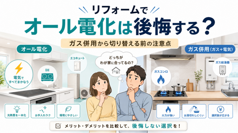 リフォームでオール電化は後悔する？ガス併用から切り替える前の注意点