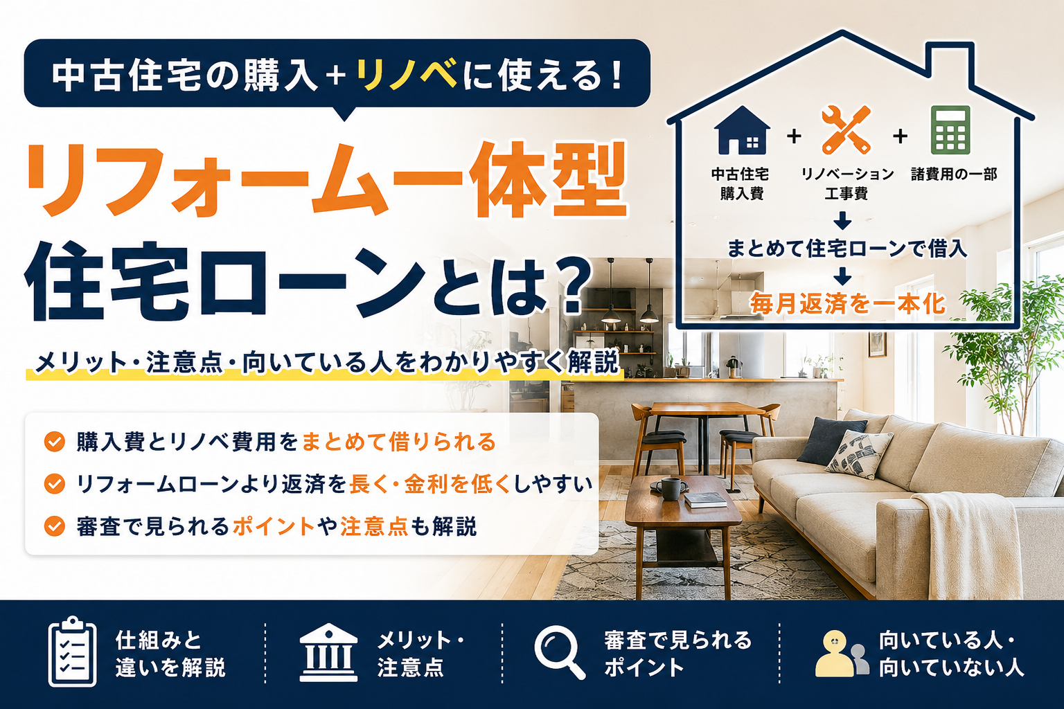リフォーム一体型住宅ローンとは？中古住宅リノベで使うメリット・注意点