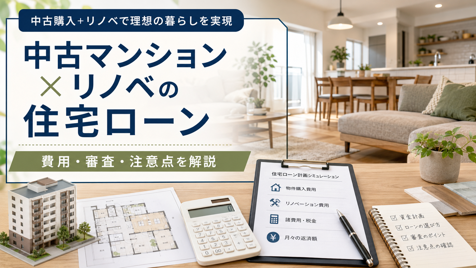 中古マンション購入＋リノベーションの住宅ローンはどう組む？費用・審査・注意点を解説